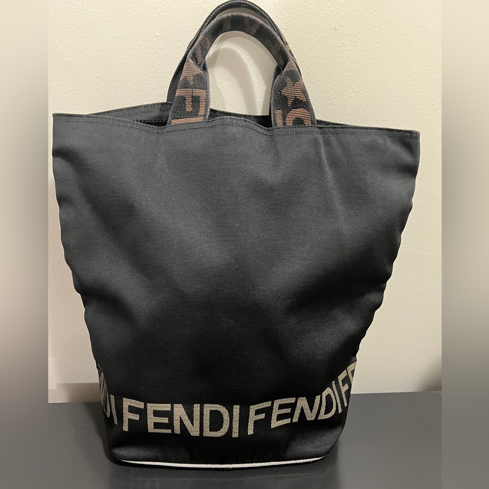 Fendi Nylon Brown Black Tote